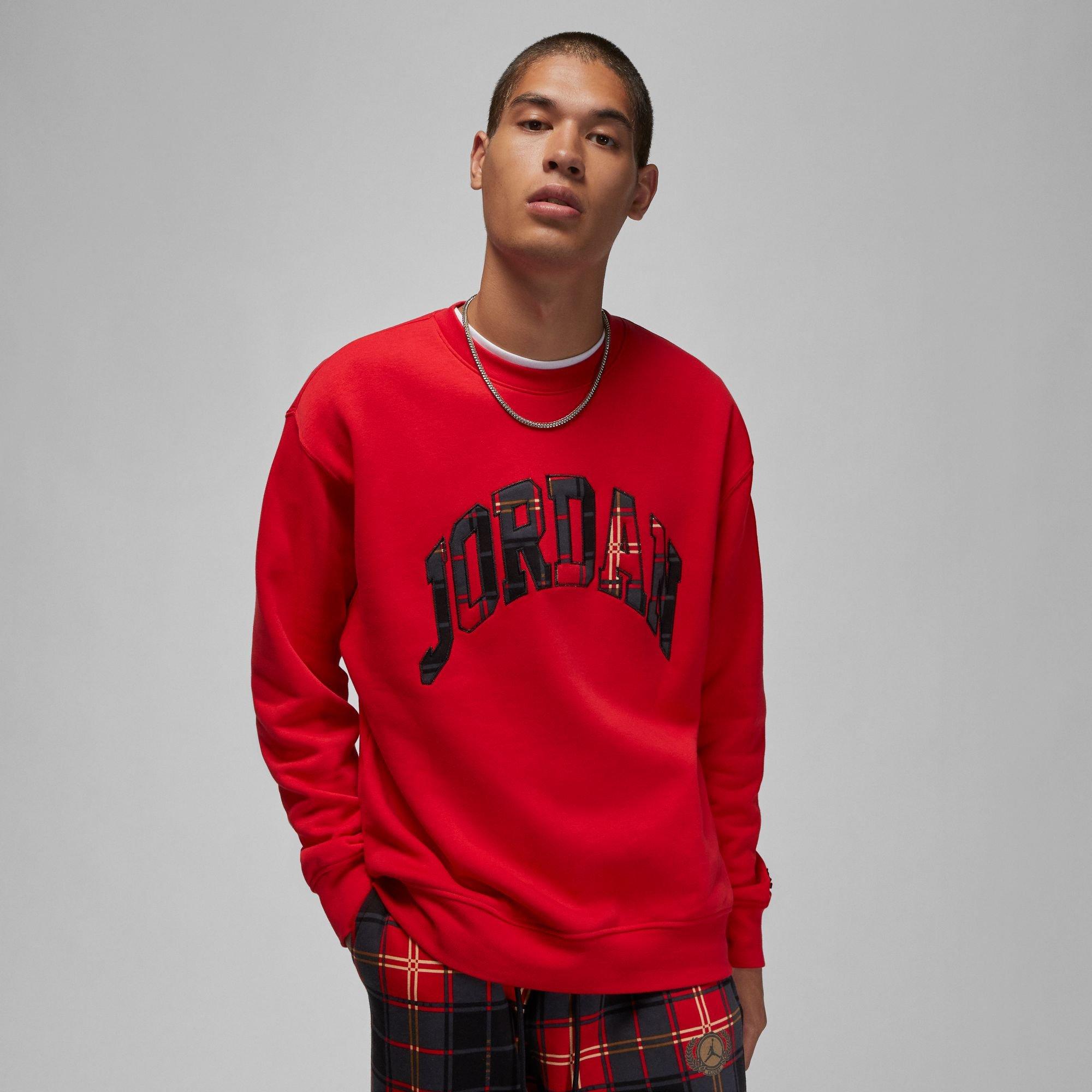 Jordan Men's Essentials Holiday Plaid Fleece Crewneck Sweatshirt